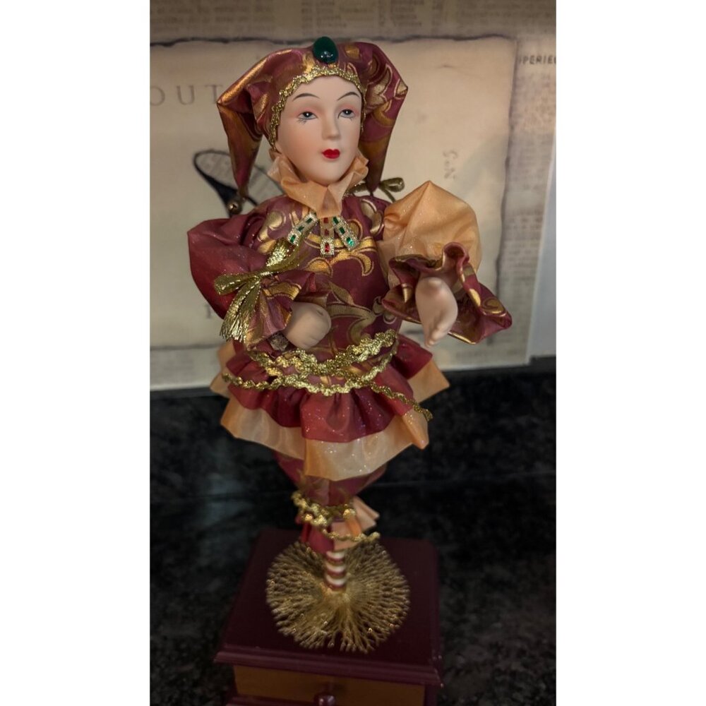 Vibtage Harlequin San Francisco Music Box Trinket Jewlery Box Jester